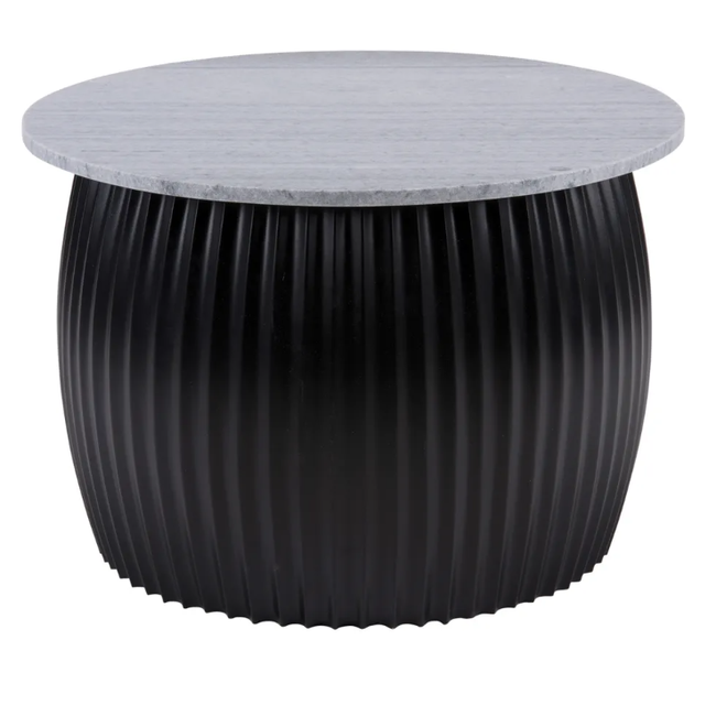 Fekete kerek dohányzóasztal márványlappal ø 52 cm Luscious - Leitmotiv ZO_269570 1