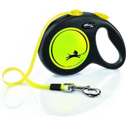 Nová neónová páska - Vodítko pre psov - žlto-čierne - L - 5 m - (