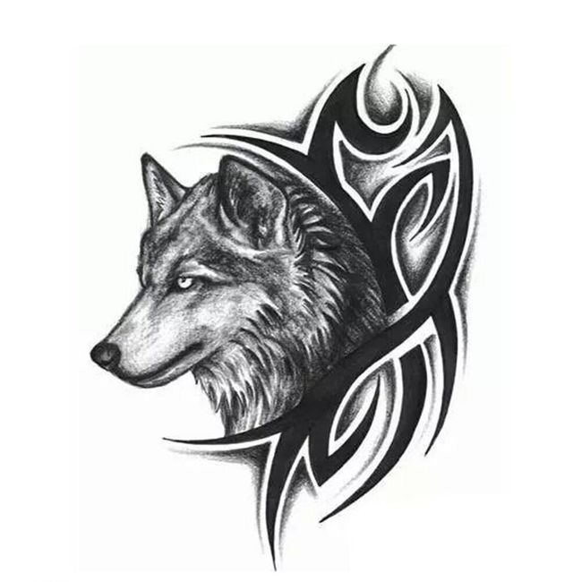Začasna tetovaža-plemenska z volkom ATSS32956084773 1
