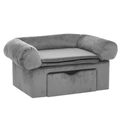 Sofa dla psa z szufladą szara 75 x 50 x 38 cm pluszowa ZO_171076-A