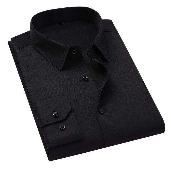 Plus veľkosť 5XL 6XL 7XL muži jednofarebné obchodné košele módne príležitostné štíhle biele košele s dlhým rukávom mužskej značky oblečenia SS_4001283076764-6XL (96-105kg)-black 1