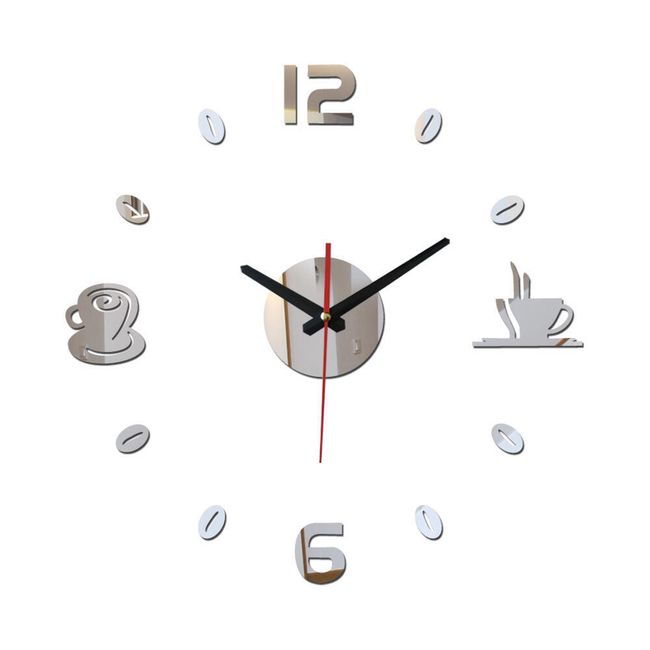 Стенен часовник с повърхност в дизайн на огледало за любителите на кафето 1