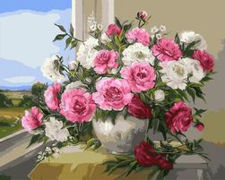 DIY slika z vrtnicami - brez okvirja