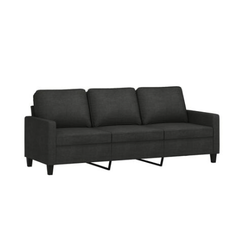 Sofa 3-osobowa czarna 180 cm tekstylna ZO_359175-A