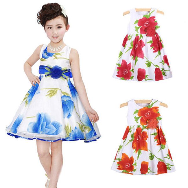 Dívčí květované šaty v různých barvách 1
