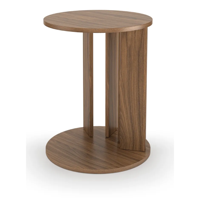 Kulatý konferenční stolek s deskou v dekoru ořechového dřeva ø 50 cm Nora ZO_270902 1