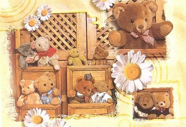 Medvedki in marjetice - darilna kartica 1