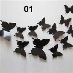 12 samoljepljivih 3D leptira na zidu - različite boje 01, Boja: ZO_220500-CER