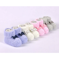 Pletené detské topánočky s mašľou, 1 pár, farba: ZO_247561-BIL