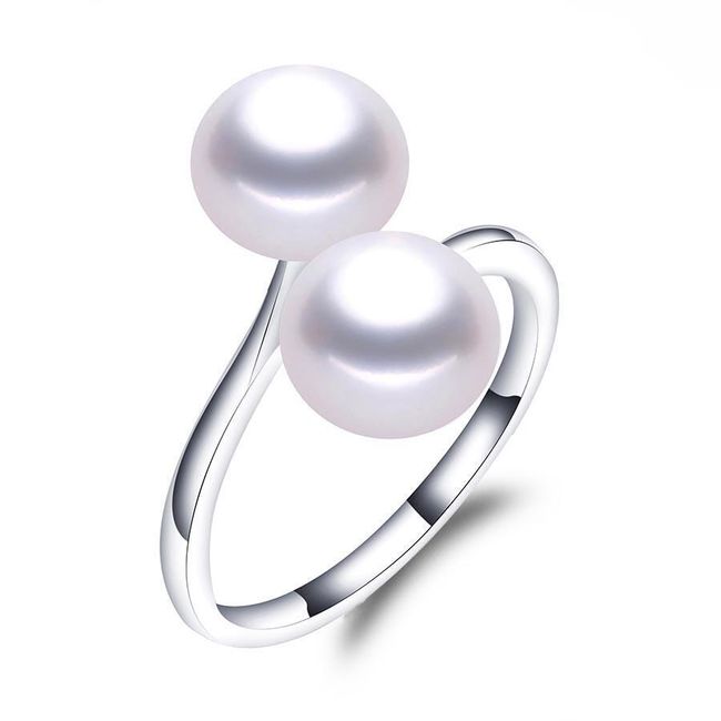 Otevřený prsten s umělými perličkami - 3 barvy 1