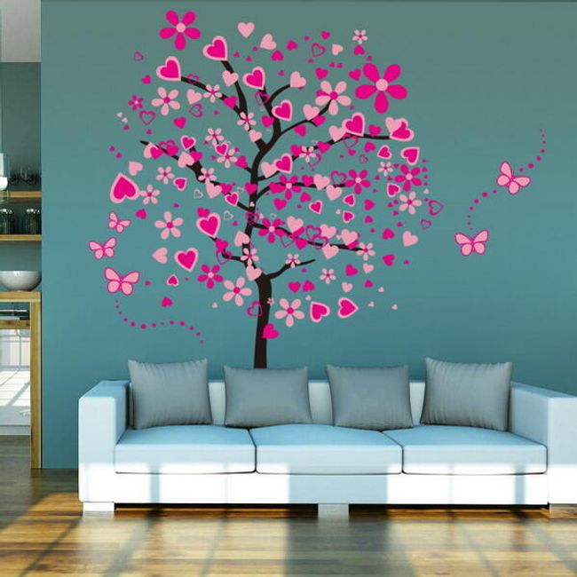 Samolepka na zeď - Růžový strom snů 1