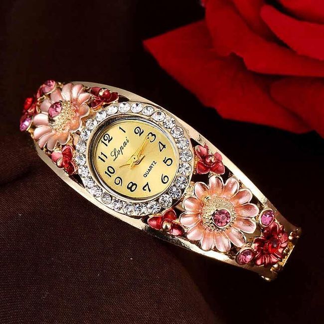Ženska elegantna ura s cvetličnim okrasom - 5 barv 1
