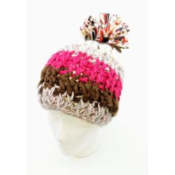 Zimná pletená čiapka s bambulou - ružová/fialová, náhodný výber ZO_51910