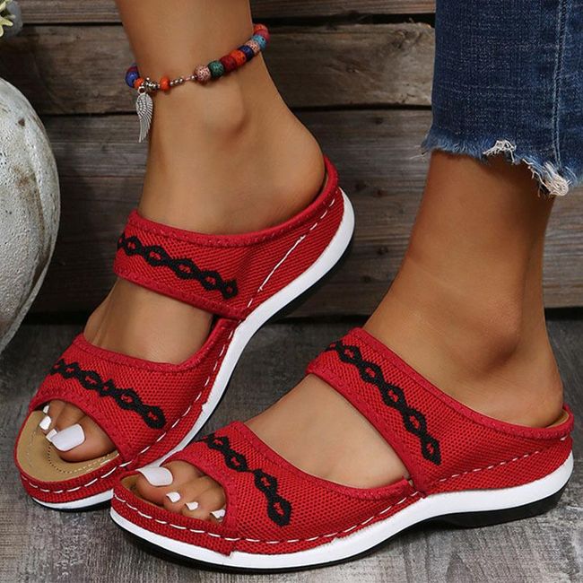 Dámske sandále priedušné sieťované letné topánky pre ženy nízke podpätky Sandalias Mujer Beach papuče sandále letná obuv ženy SS_1005005648428811 1