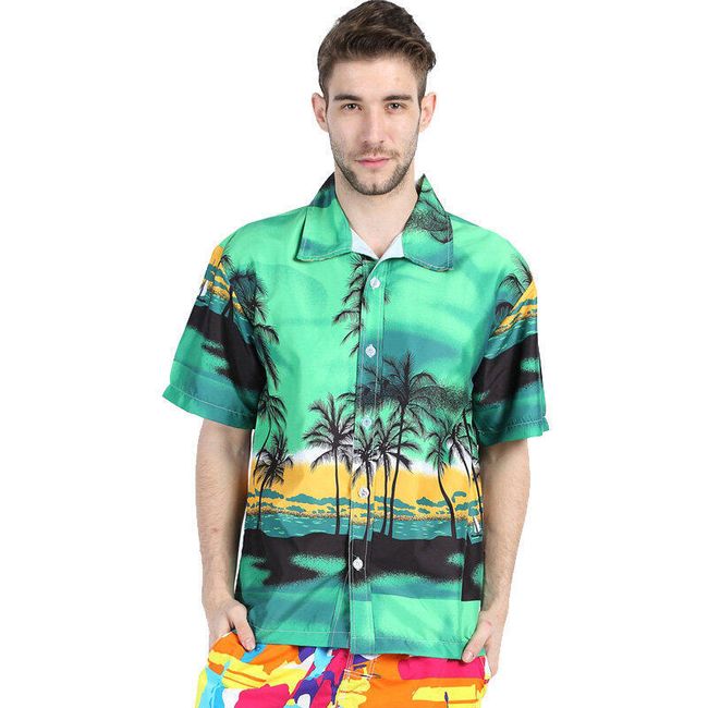 Pánska farebná košeľa v havaiském štýle 1