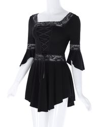 Черна мини рокля в готически стил