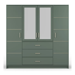Zelená šatní skříň se zrcadlem 147x200 cm Burren ZO_242467