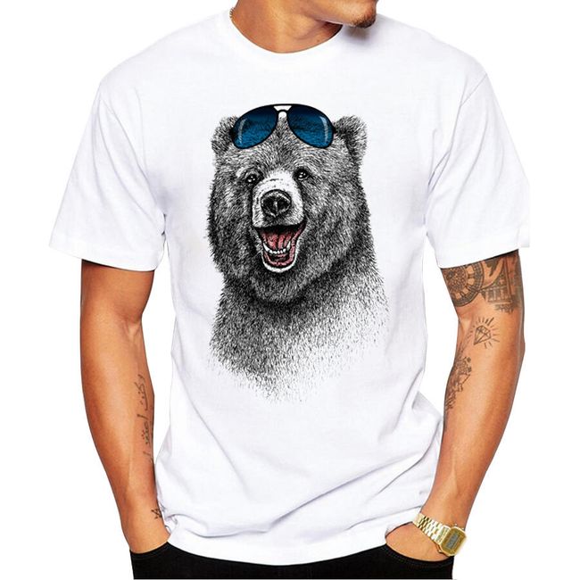 Pánske tričko s krátkym rukávom a potlačou medveďa 1