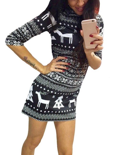 Rochie mini cu model de Crăciun 1