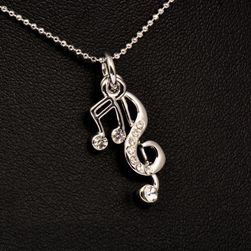 Ogrlica za ljubitelje glasbe v srebrni barvi
