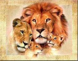 3D obraz lví rodiny