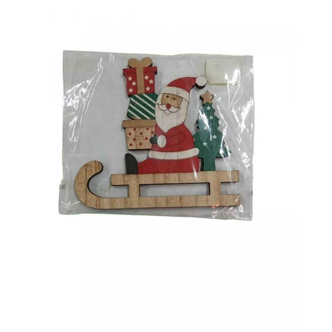 Dekoracja świąteczna drewniany Mikołaj na saniach ZO_9968-M6879 1