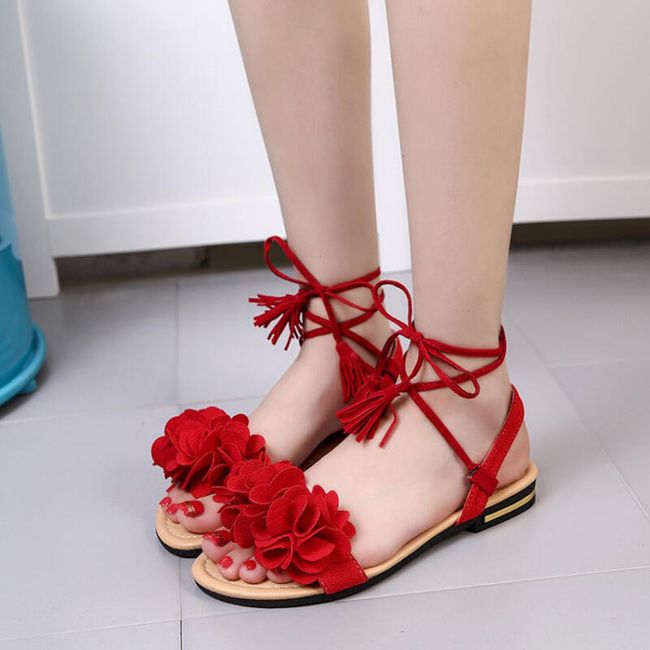 Дамски сандали с цветя - 3 цвята 1