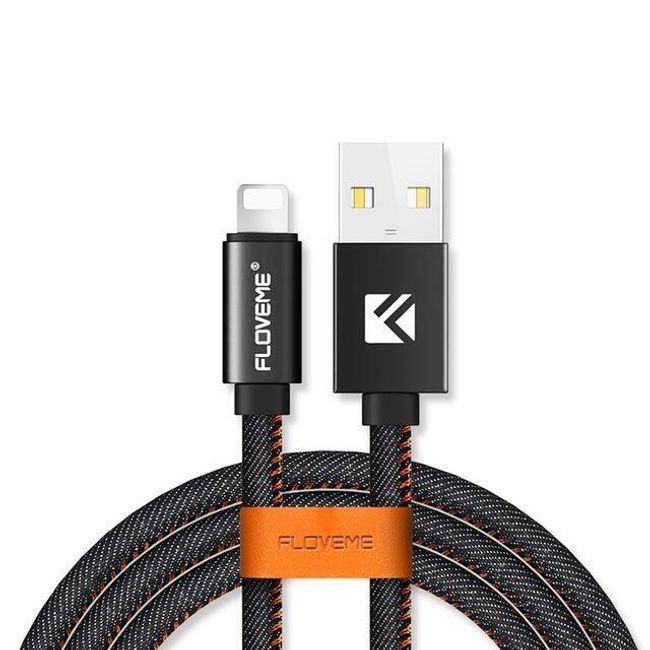 USB napájecí kabel potažený džínovinou pro iPhone 1