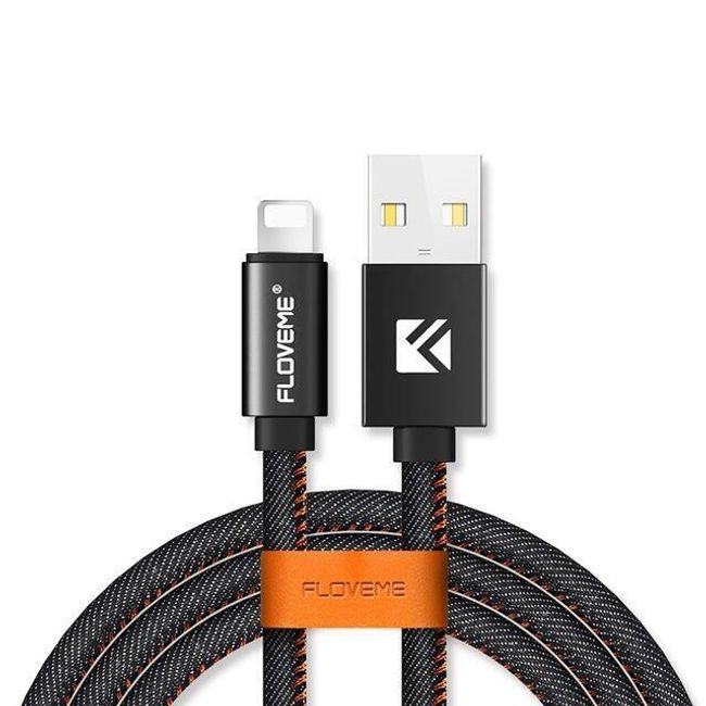 Napájací kábel USB s džínsovým povlakom pre iPhone 1