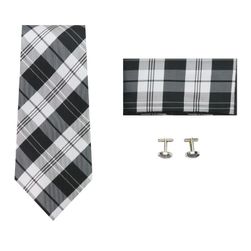 Férfi nyakkendő mandzsettagombokkal és zsebkendővel