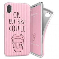 Husa pentru iPhone X, "OK. DAR PRIMA CAFEA", roz ZO_B1M-04726