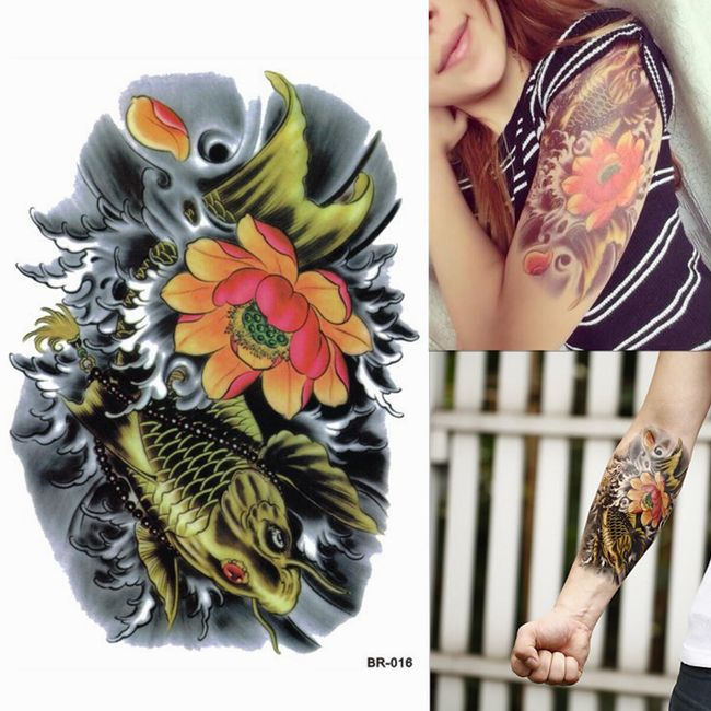Dočasné tetování - kapr a květ 1