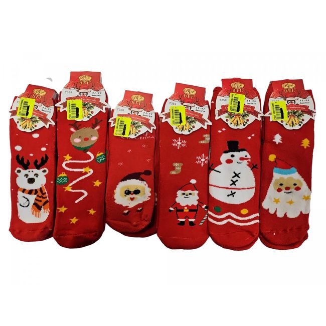 Детски чорапи с коледен мотив, червени, 1 чифт, размери ДЕТСКИ: ZO_2b131776-e69e-11ee-8d07-2a605b7d1c2f 1