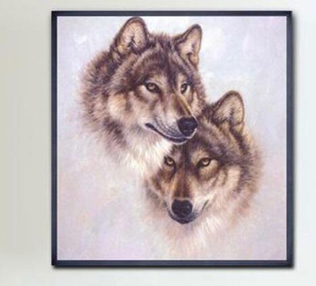DIY kép hímzéshez 40 x 38 cm - farkasok 1