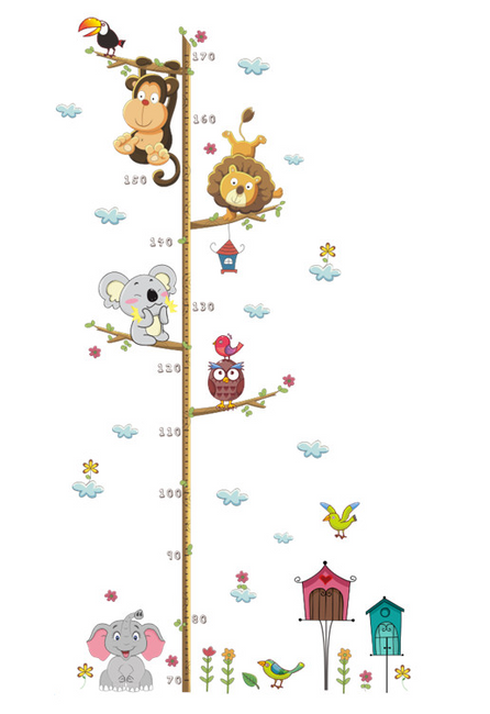 Metru de perete pentru măsurat copii în design animale 1