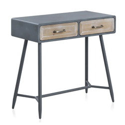 Konzolový stůl s šedými detaily a dvěma šuplíky Rustico Duro ZO_245560