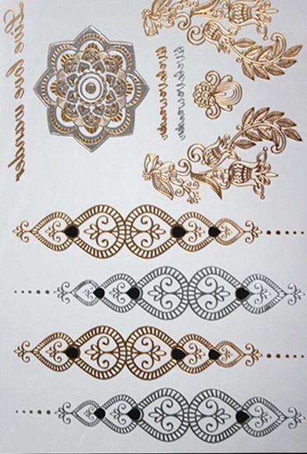 Komplet začasnih tetovaž v svetleči zlati in srebrni barvi 1