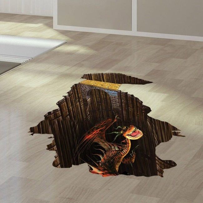 Autocolant 3D podea cu dragon 1