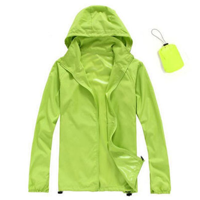 Unisex nepremokavá a zbaliteľná bunda do dažďa - zelená - veľkosť 2 1