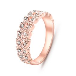 Prsten sa rhinestones u ružičastom zlatu