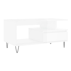 Konferenční stolek lesklý bílý 90x49x45 cm kompozitní dřevo ZO_831022-A