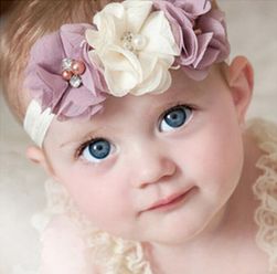 Челна лента за бебета с цветя и мъниста - повече цветове
