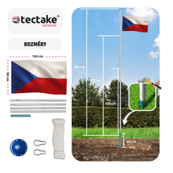 Aluminijasti drog z zastavo, nastavljiv po višini Češka ZO_402858