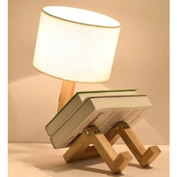 Krémová stolní lampa z masivního dřeva (výška 46 cm) WoodenMan – ZO_243154