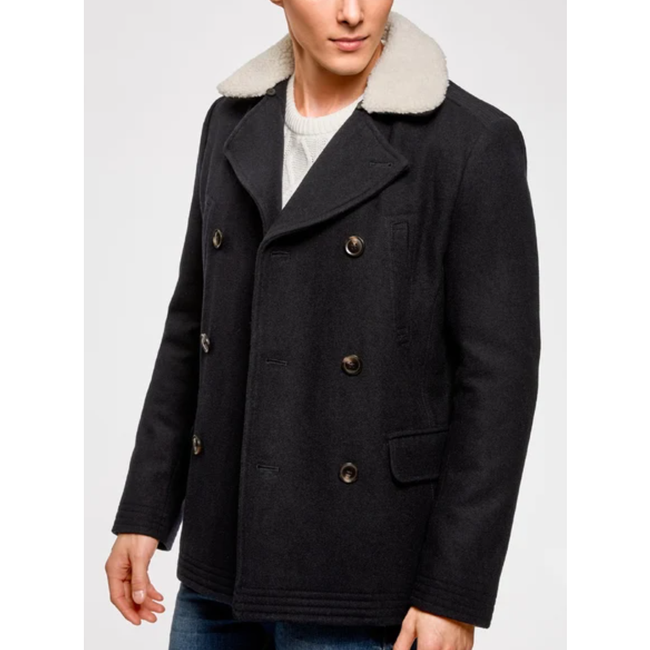 Męski płaszcz zimowy, OODJI, czarny, rozmiary XS - XXL: ZO_197990-S 1