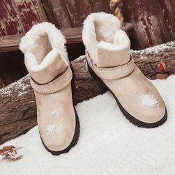 Дамски зимни ботуши с кожа - глезена Beige - 4.5, Размери на обувките: ZO_232482-35