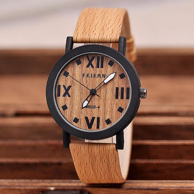 Unisex vintage hodinky ve stylu dřeva 1