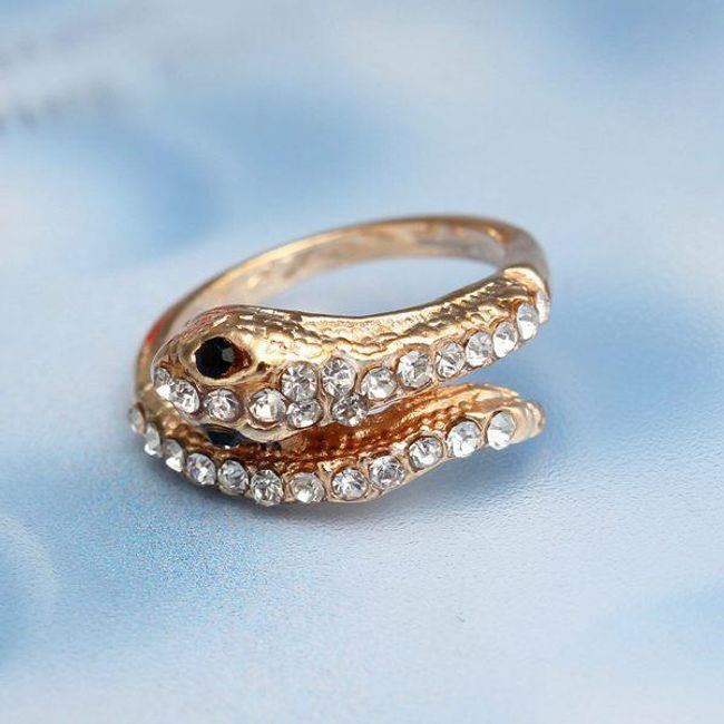 Had - prsten s kamínky - zlatá barva 1