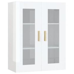 Függő fali szekrény fehér, magasfényű 69,5x34x90 cm ZO_812282