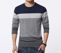 Мъжки пуловер на райета - 3 цвята
